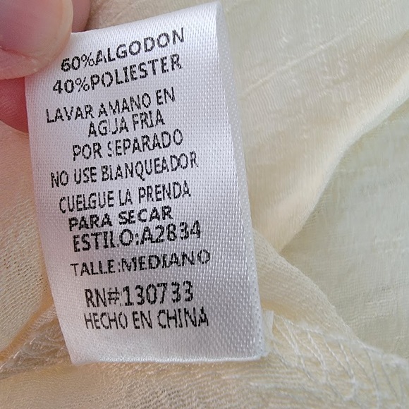 Umgee USA Cream Gauze Crinkle Tunic Dress Handkerchief Hem Women’s M Peasant - Picture 9 of 9